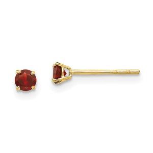 14k Yellow Gold Madi K Children's Jewelry Round Garnet 3mm Post Earrings